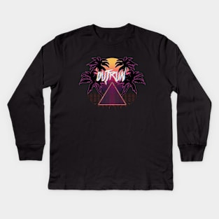 OUTRUN SUN & PALMS #1 Kids Long Sleeve T-Shirt